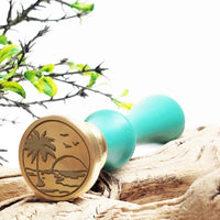 Beach Scene Wedding Wax Seal Stamp with Turquoise Handle #9902 - Nostalgic Impressions
