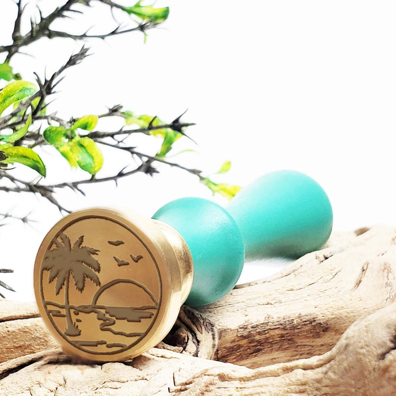 Beach Scene Wedding Wax Seal Stamp with Turquoise Handle #9902 - Nostalgic Impressions