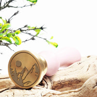 Mountain Scene Custom Wax Seal Stamp with Blush Pink Handle #9903 - Nostalgic Impressions