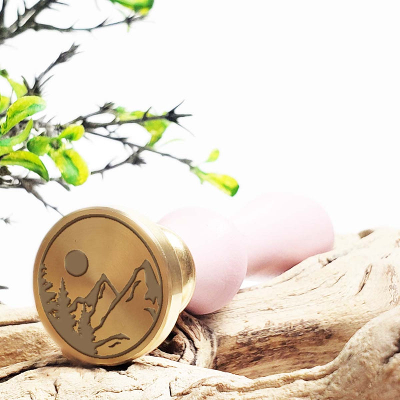 Mountain Scene Custom Wax Seal Stamp with Blush Pink Handle #9903 - Nostalgic Impressions