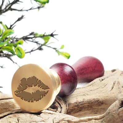 Lips Wax Seal Stamp with Burgundy Wood Handle #D703 - Nostalgic Impressions