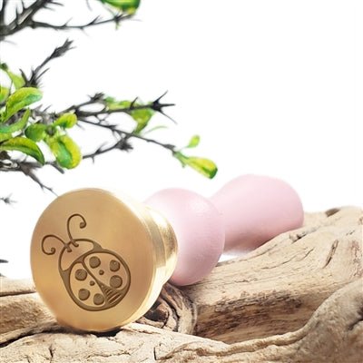 Ladybug 2 Wax Seal Stamp with Blush Pink Wood Handle #D747CD - Nostalgic Impressions