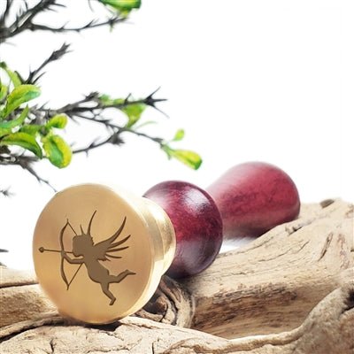 Valentine Cupid Romance Wax Seal Stamp with Burgundy Wood Handle #R546 - Nostalgic Impressions