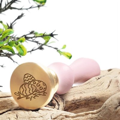 Easter Eggs Wax Seal Stamp with Blush Pink Wood Handle #R897 - Nostalgic Impressions