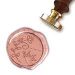Jacaranda Monogram Wedding Custom Wax Seal Stamp with Rosewood Wood Handle #7060 - Nostalgic Impressions