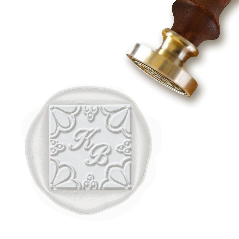 Corner Petals Monogram Custom Wax Seal Stamp-1 1/8" Square Die-Multiple Font Choices #7004 - Nostalgic Impressions