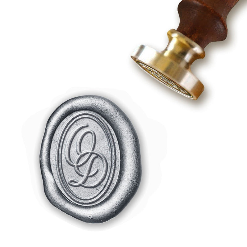 Venus Intertwined Monogram Custom Wax Seal Stamp-Oval 1 1/8" Die with choice of Handle #7009 - Nostalgic Impressions