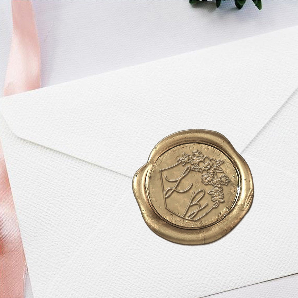 Zola Wedding Monogram Adhesive Wax Seals #8021 Bundle with Stamp