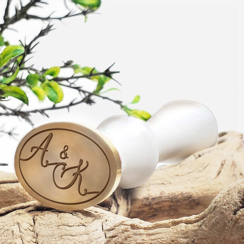 Boundary Monogram Custom Wax Seal Stamp-1 1/8" Oval Die with choice of Handle #7047 - Nostalgic Impressions