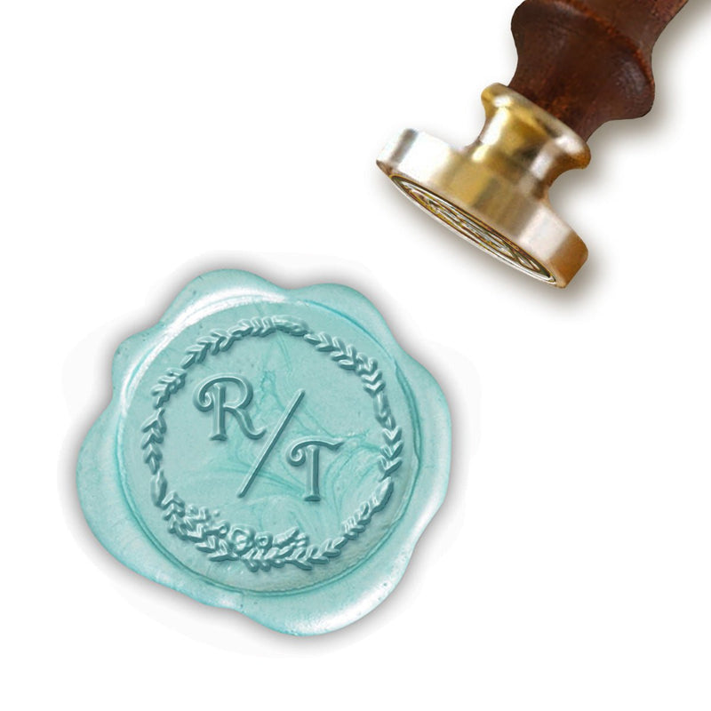 Daphne Monogram Custom Wax Seal Stamp with Turquoise Wood Handle-Multiple Font Choices with Preview #7965 - Nostalgic Impressions