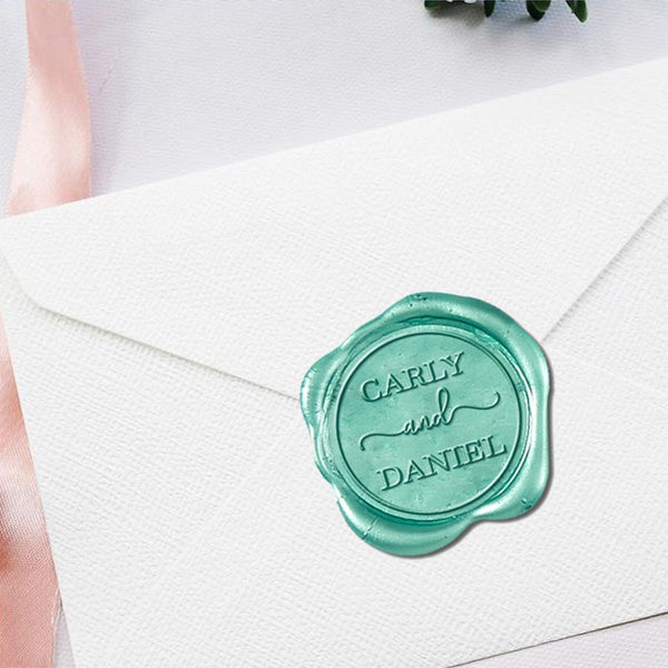 Perfect Couple Wedding Monogram Adhesive Wax Seals #8730 bundle with stamp - Nostalgic Impressions