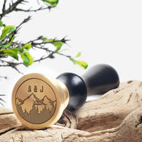 Eminence Mountain Wedding Monogram Custom Wax Seal Stamp with Black Wood Handle-Multiple Font Choices - Nostalgic Impressions