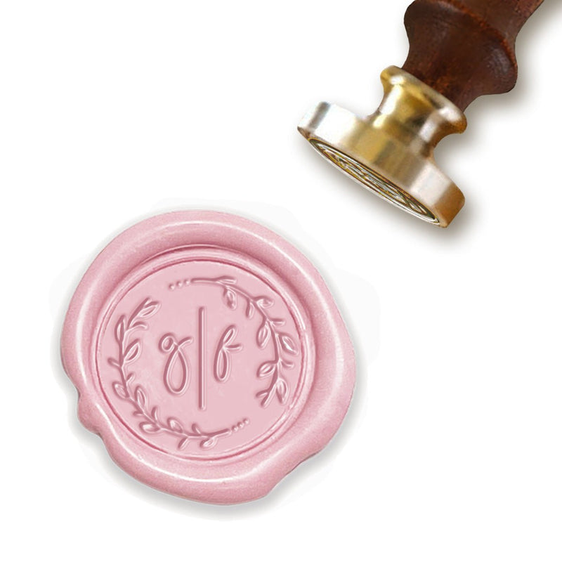 Chaplet Wedding Monogram Custom Wax Seal Stamp with White Wood Handle-Multiple Font Choices #9762 - Nostalgic Impressions