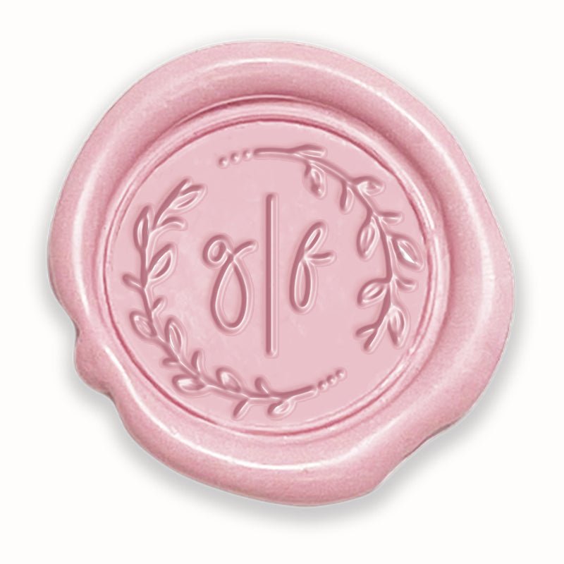 Chaplet Wedding Monogram Adhesive Wax Seals #9762 Bundle with Stamp - Nostalgic Impressions