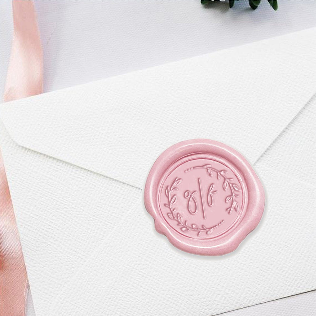 Chaplet Wedding Monogram Adhesive Wax Seals #9762 Bundle with Stamp - Nostalgic Impressions