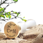 Harmony Wedding Monogram & Date Custom Wax Seal Stamp with White Wood Handle- with Preview #8905 - Nostalgic Impressions