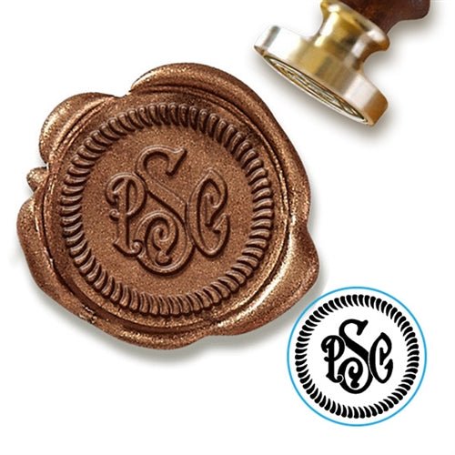 Carson Rope 3 Letter Monogram Custom Wax Seal Stamp with choice of Handle #305 - Nostalgic Impressions