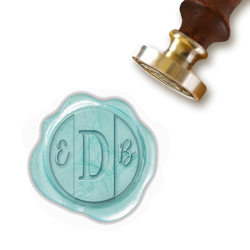 Panel 3-Letter Monogram Custom Wax Seal Stamp with 2D Engraving and choice of Handle #7840 - Nostalgic Impressions