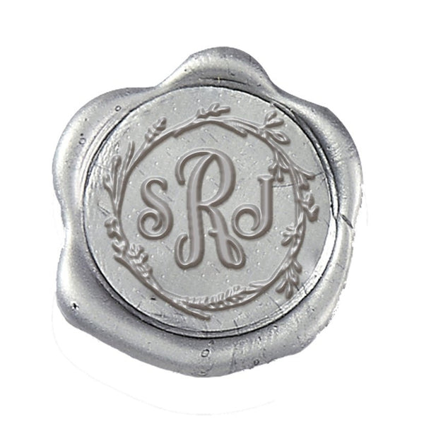 Arya Wedding Monogram Adhesive Wax Seals #7841 bundle with stamp - Nostalgic Impressions