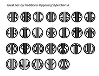 Gatsby Monogram Initial Custom Wax Seal Stamp Kit with Black and Gold Sealing Wax - Nostalgic Impressions