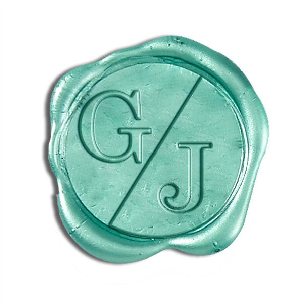 Split Initials Wedding Monogram Adhesive Wax Seals #8029 Bundle with Stamp - Nostalgic Impressions