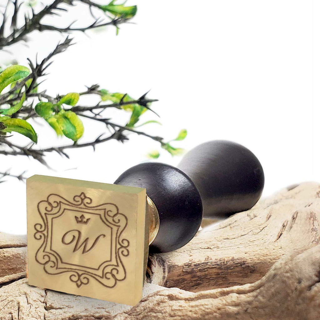 Regal Crown Initial Custom Wax Seal Stamp with Black Wood Handle-Multiple Font Choices with Preview #9002 - Nostalgic Impressions