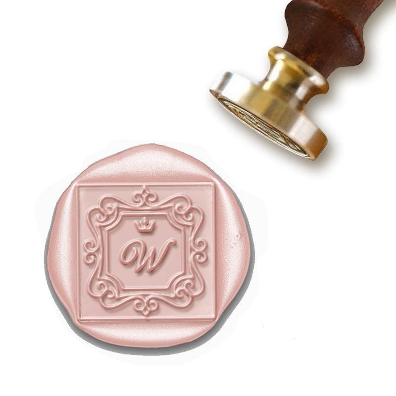 Regal Crown Initial Custom Wax Seal Stamp with Black Wood Handle-Multiple Font Choices #9002 - Nostalgic Impressions