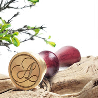 Calligraphy Circle Custom Initial Custom Wax Seal Stamp with choice of Handle #LS640CH - Nostalgic Impressions