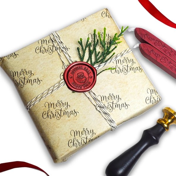 North Pole Official Christmas Santa Letter Wax Seal Stamp with Black Wood Handle - Nostalgic Impressions