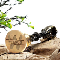 Classic Name & Initial Stacked Custom Wax Seal Stamp with choice of Handle #335 - Nostalgic Impressions