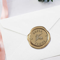 Botanical with Names Wedding Monogram Adhesive Wax Seals #8708 bundle with stamp - Nostalgic Impressions