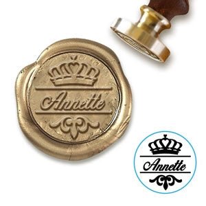Queens Crown with Name Custom Wax Seal Stamp with Burgundy Wood Handle-Multiple Font Choices with Preview #J855 - Nostalgic Impressions