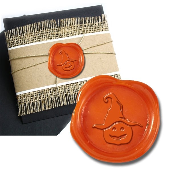 Halloween Witch Hat Orange Adhesive Symbol Wax Seal Stickers 50PK - Hand Pressed 1 1/4" - Nostalgic Impressions
