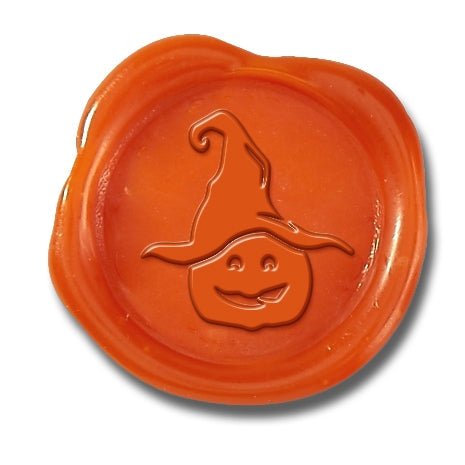 Halloween Witch Hat Orange Adhesive Symbol Wax Seal Stickers 50PK - Hand Pressed 1 1/4" - Nostalgic Impressions