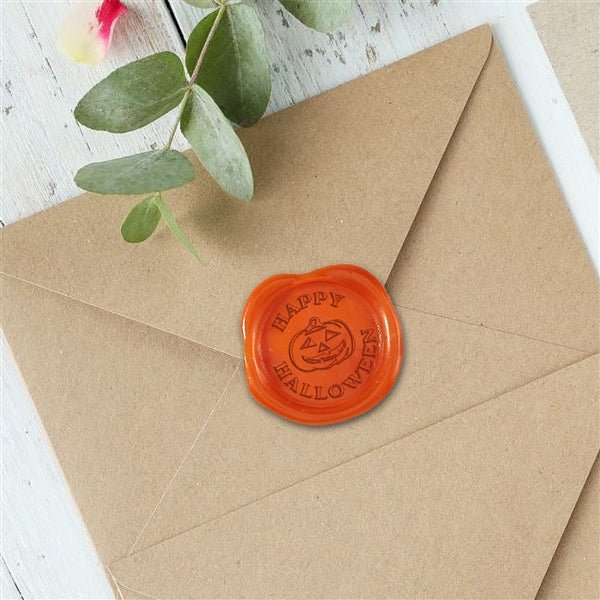 Happy Halloween Orange Adhesive Symbol Wax Seal Stickers 50PK - Hand Pressed 1 1/4" - Nostalgic Impressions