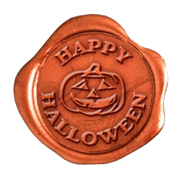 Happy Halloween Orange Adhesive Symbol Wax Seal Stickers 50PK - Hand Pressed 1 1/4" - Nostalgic Impressions