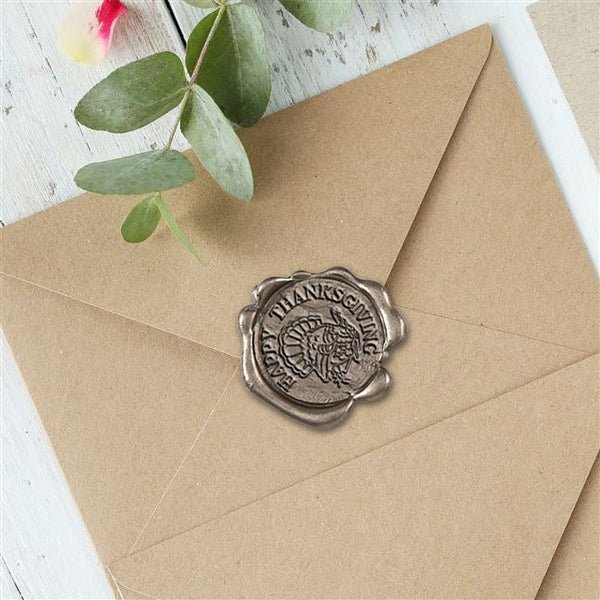 Thanksgiving Turkey Classic Gold Adhesive Symbol Wax Seal Stickers 50PK - Hand Pressed 1 1/4" - Nostalgic Impressions