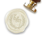 Aurelia Laurel Monogram Custom Wax Seal Stamp with White Handle-Multiple Font Choices  #8094 - Nostalgic Impressions