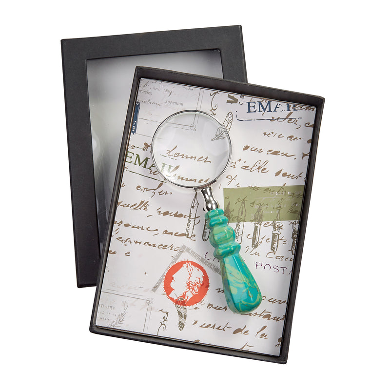 Handheld Magnifier with Faux Stone Handle -Gift Boxed-Multiple Color Options - Nostalgic Impressions