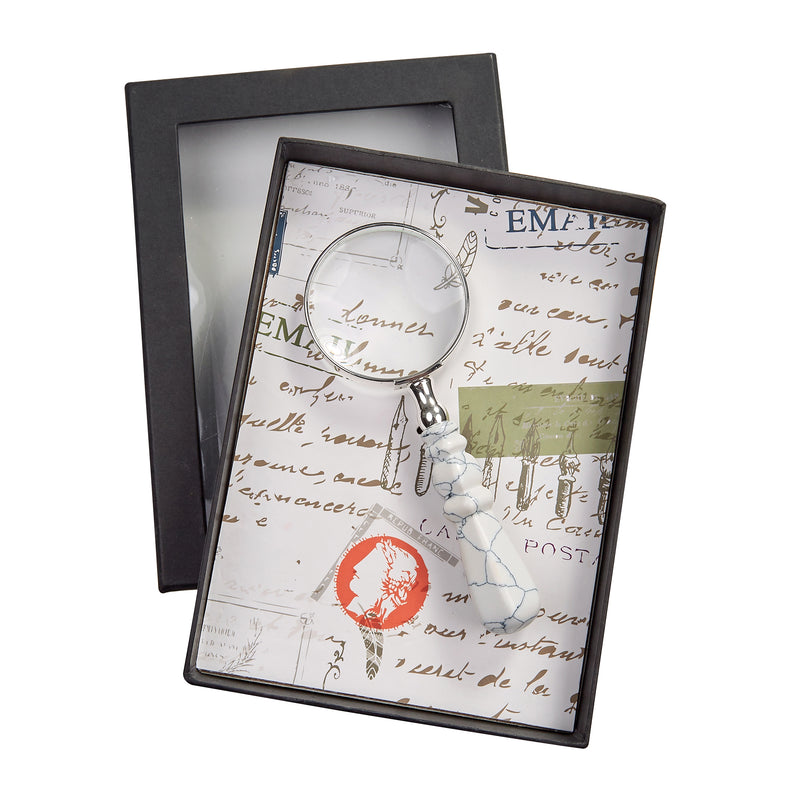 Handheld Magnifier with Faux Stone Handle -Gift Boxed-Multiple Color Options - Nostalgic Impressions