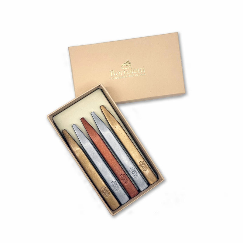 Bortoletti Kings Traditional Sealing Wax-Metallics Assortment Box of 5 Sticks - Nostalgic Impressions