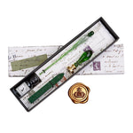 Green Glass Wax Seal & Calligraphy Pen & Ink Set - Nostalgic Impressions