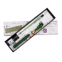 Green Glass Wax Seal & Calligraphy Pen & Ink Set - Nostalgic Impressions