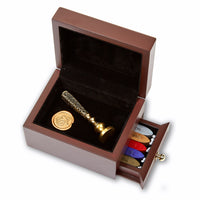 Wax Seal Stamp and Sealing Wax Wood Storage Box with drawer - Nostalgic Impressions