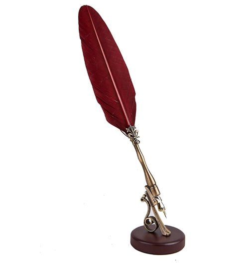 Vintage Pen Holder Stand -Wood with Brass - Nostalgic Impressions