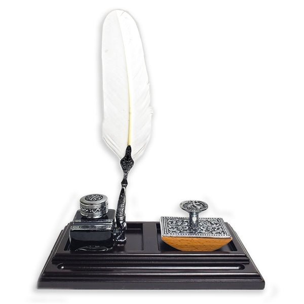 Vintage Desk Organizer Bundle with Quill Pen, Blotter and Inkwell - Nostalgic Impressions