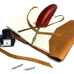 Leather Italian Wrap Journal & Quill and Ink Set - 2 Colors - Nostalgic Impressions