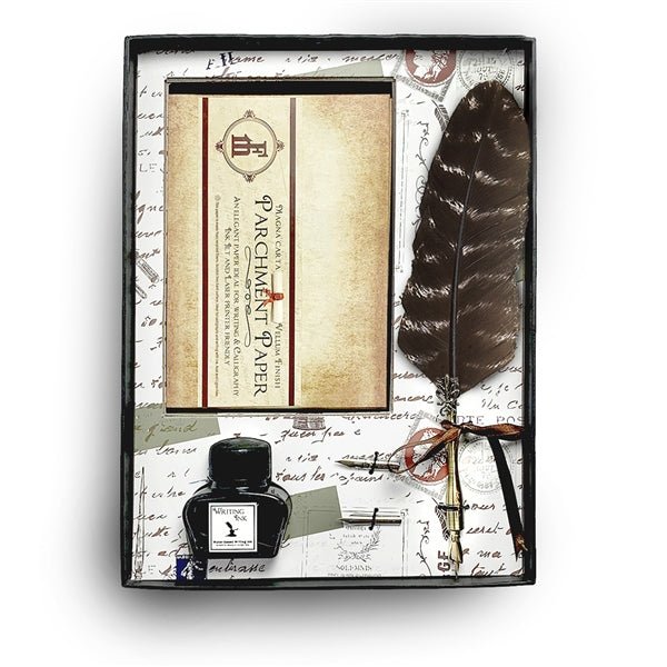 Parchment Writing Quill and Ink Set with Note Cards, Writing Ink and Feather Quill Pen - Nostalgic Impressions