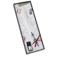 Feather Quill Pen & Ink Set-Decorated Silver Metal Dip Pen - Nostalgic Impressions