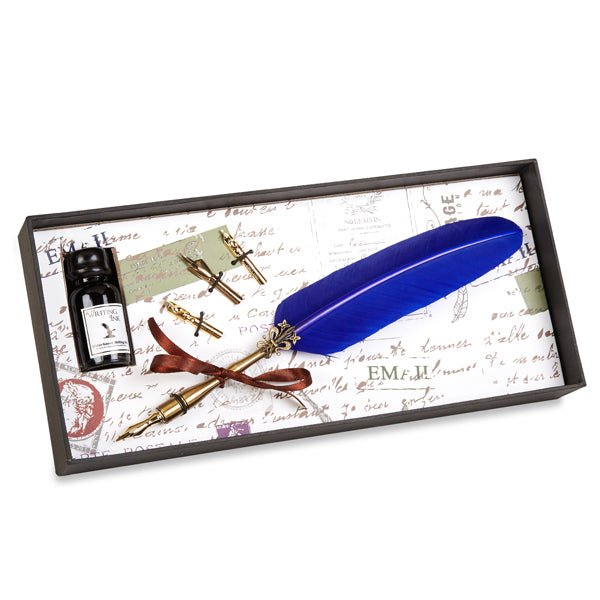 Vintage-style Feather Quill Dip Pen & Ink Set with Quill, Ink & Nibs - Nostalgic Impressions